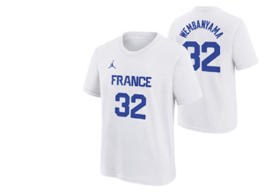 T-SHIRT BLANC FRANCE 32 KIDS JORDAN X FFBB